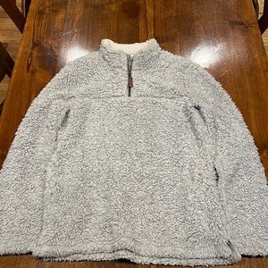 Girls Sherpa style quarter zip jacket Light grey size 14/16 excellent condition